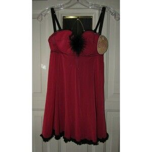 Erica James Women's 34 Nylon Teddy Medium Red & Black Underwire NWT Intimates